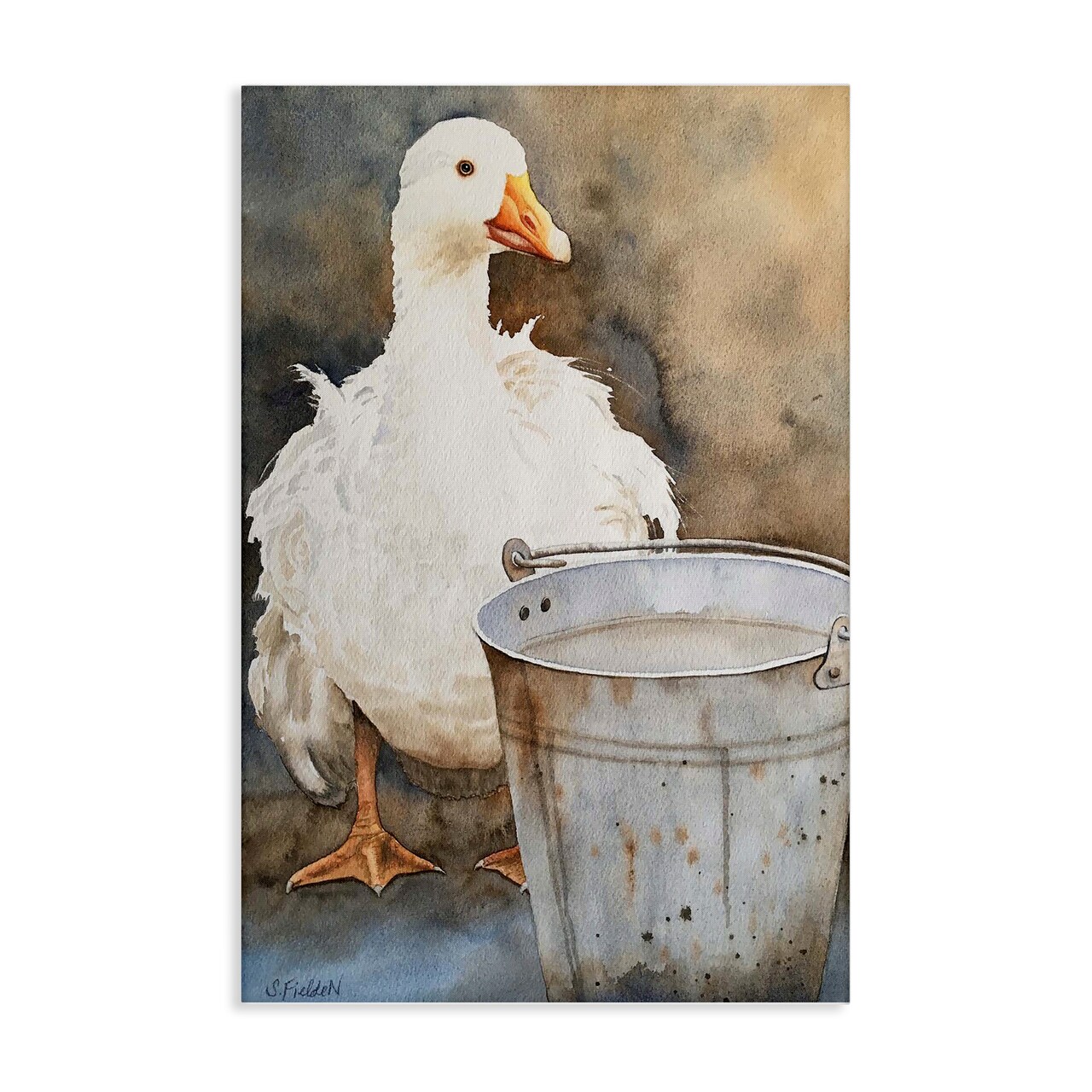 Stupell Industries Duck & Country Pail Canvas Design by Stephanie Fielden